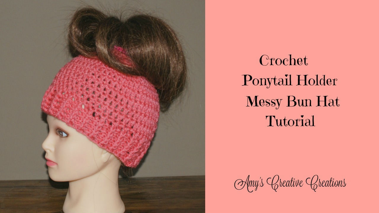 crochet hat with hair hole