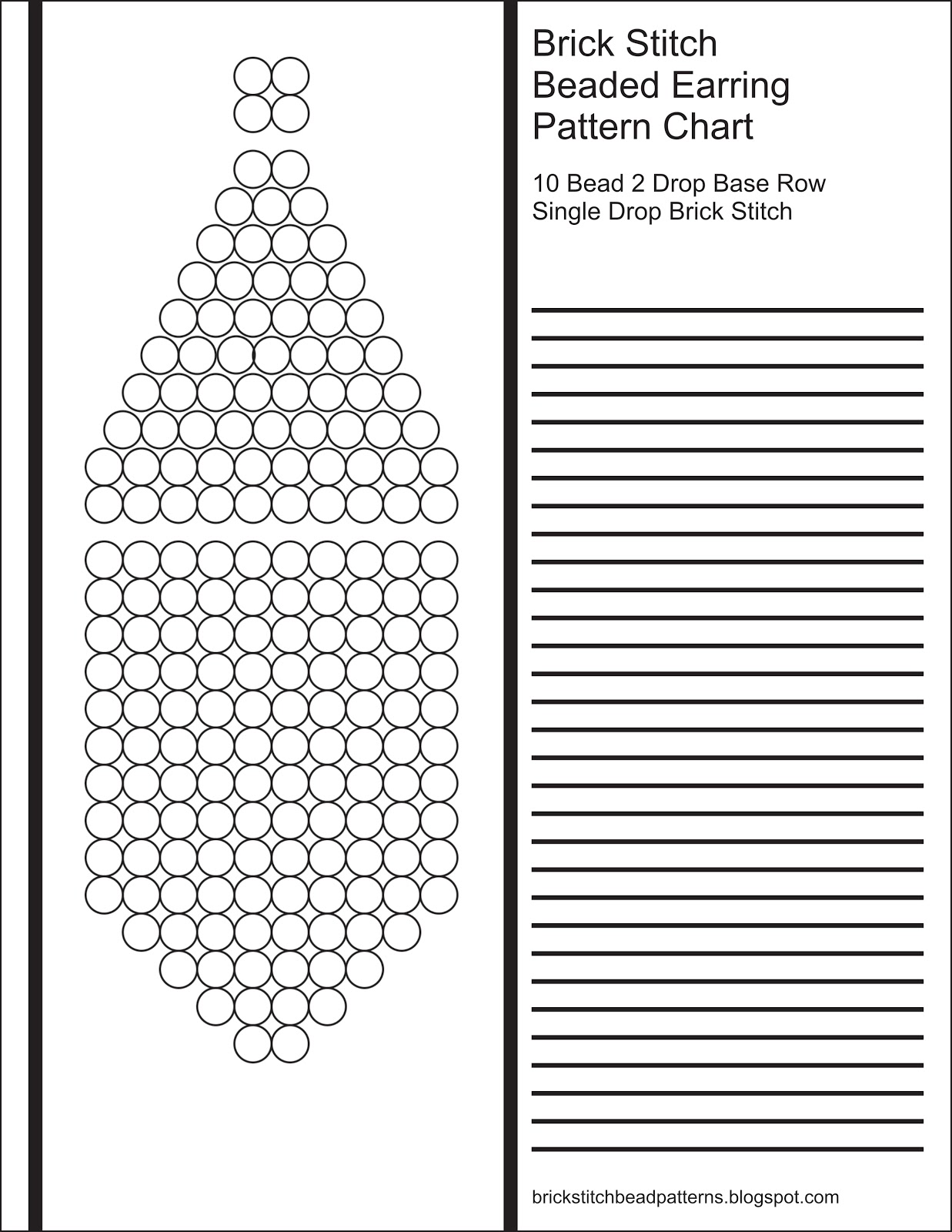 Brick Stitch Bead Patterns Journal 10 Bead 2 Drop Base Row Blank