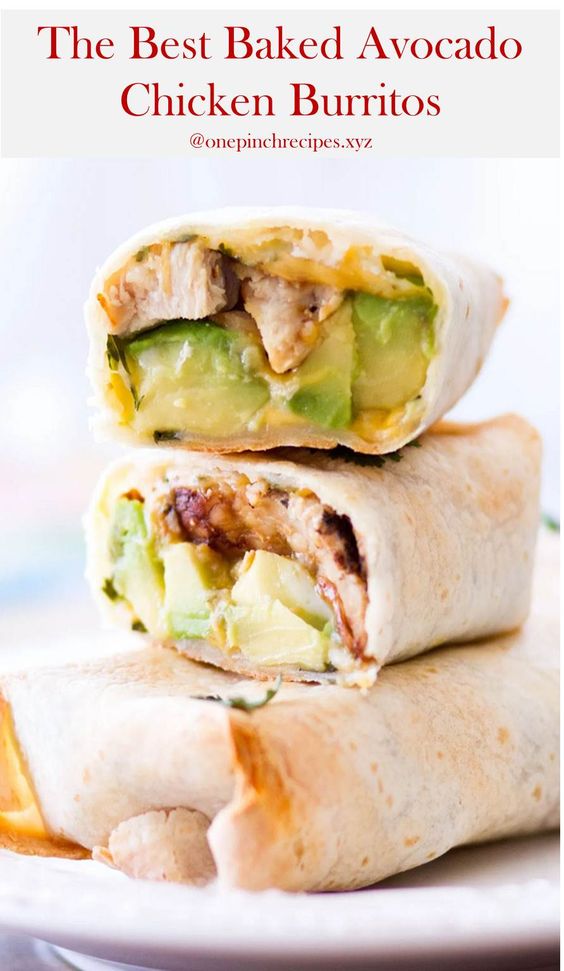 The Best Baked Avocado Chicken Burritos #avocadochickenburritos ...