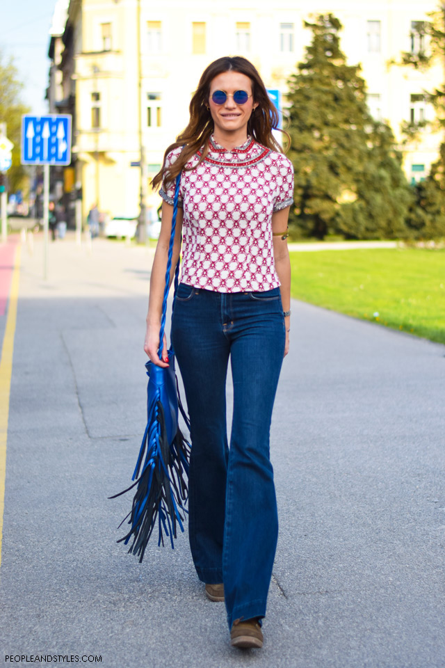 Street style look: Isabel Marant Bobby sneakers, J Brand jeans, Isabel Marant top, Sheriff&Cherry sunčane , Mariposa torba s resama, Kristina Bradač