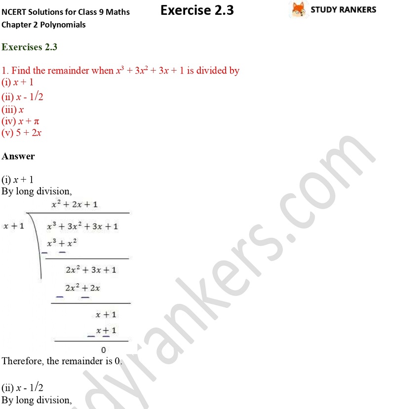 assignment of chapter 2 maths class 9