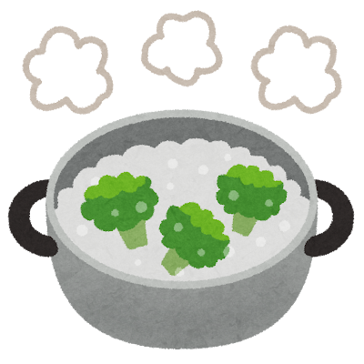 料理の「茹でる」のイラスト