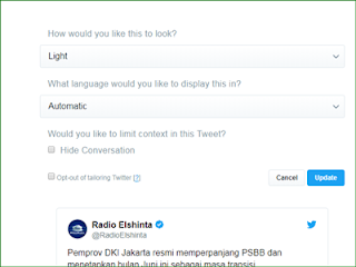 Pemprov DKI Jakarta resmi memperpanjang PSBB dan menetapkan bulan Juni ini selaku  masa tr Cara Menambahkan/Lekatkan/embed Twitter Status Dipostingan Blogger dan WordPress