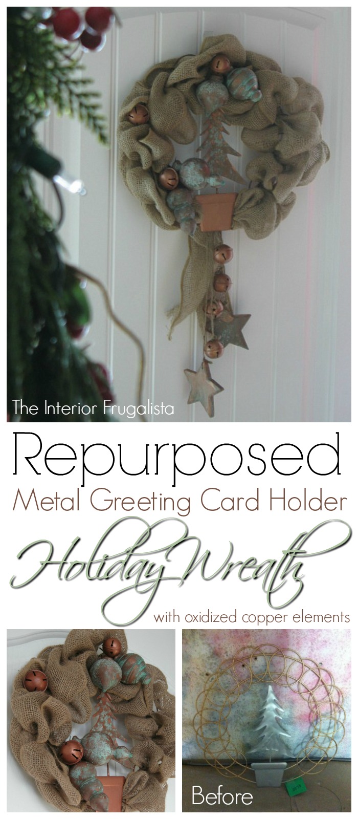 Repurposed Metal Christmas Card Holder Wreath Interior Frugalista