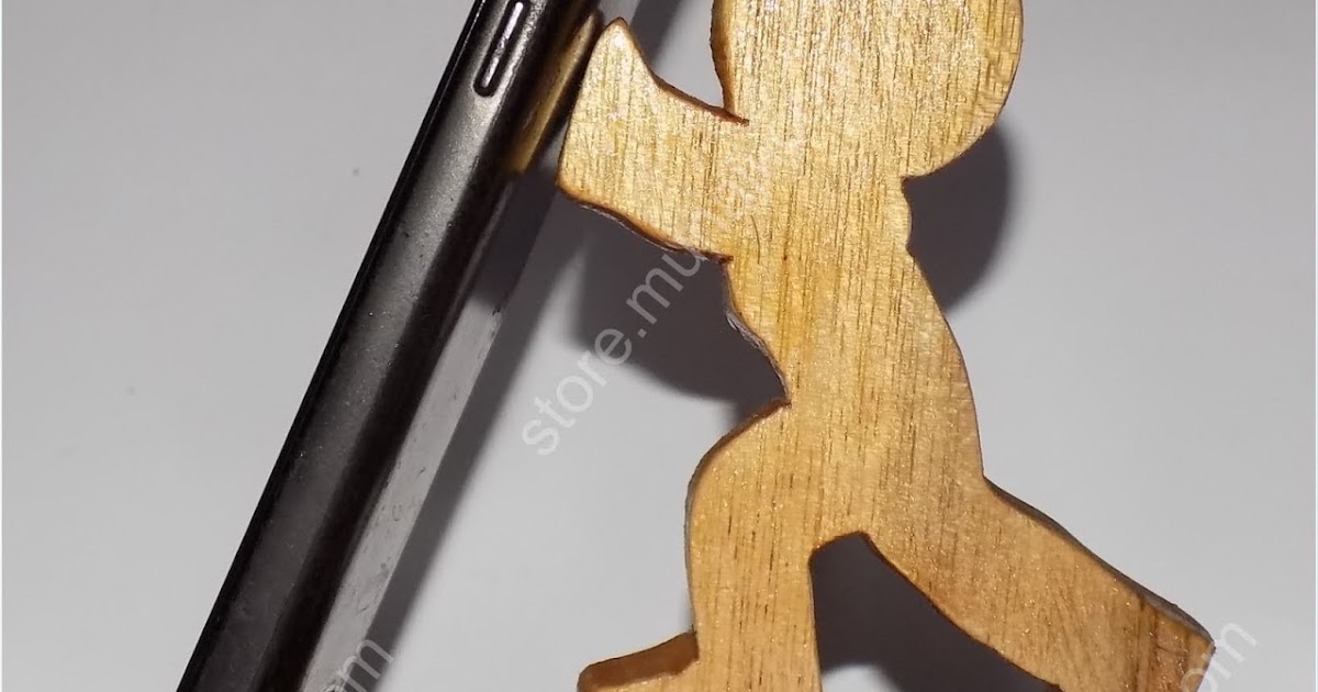 Wooden Phone Stands - Dudukan HP dari Kayu - Bentuk Orang Dorong