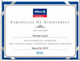 Allianz Global Assistance Specialist, certificate