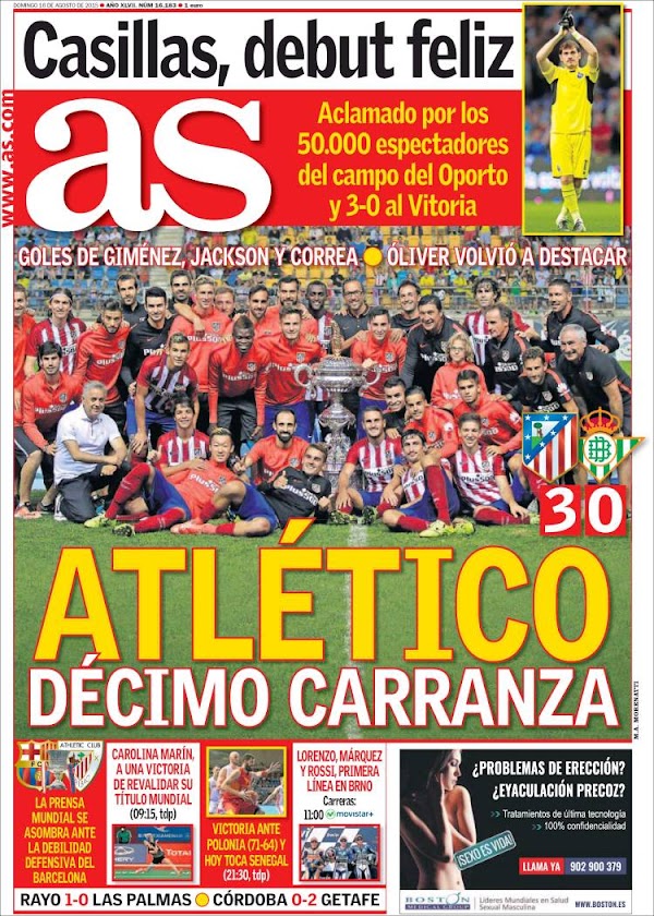 Atlético de Madrid, AS: "Atlético décimo Carranza"