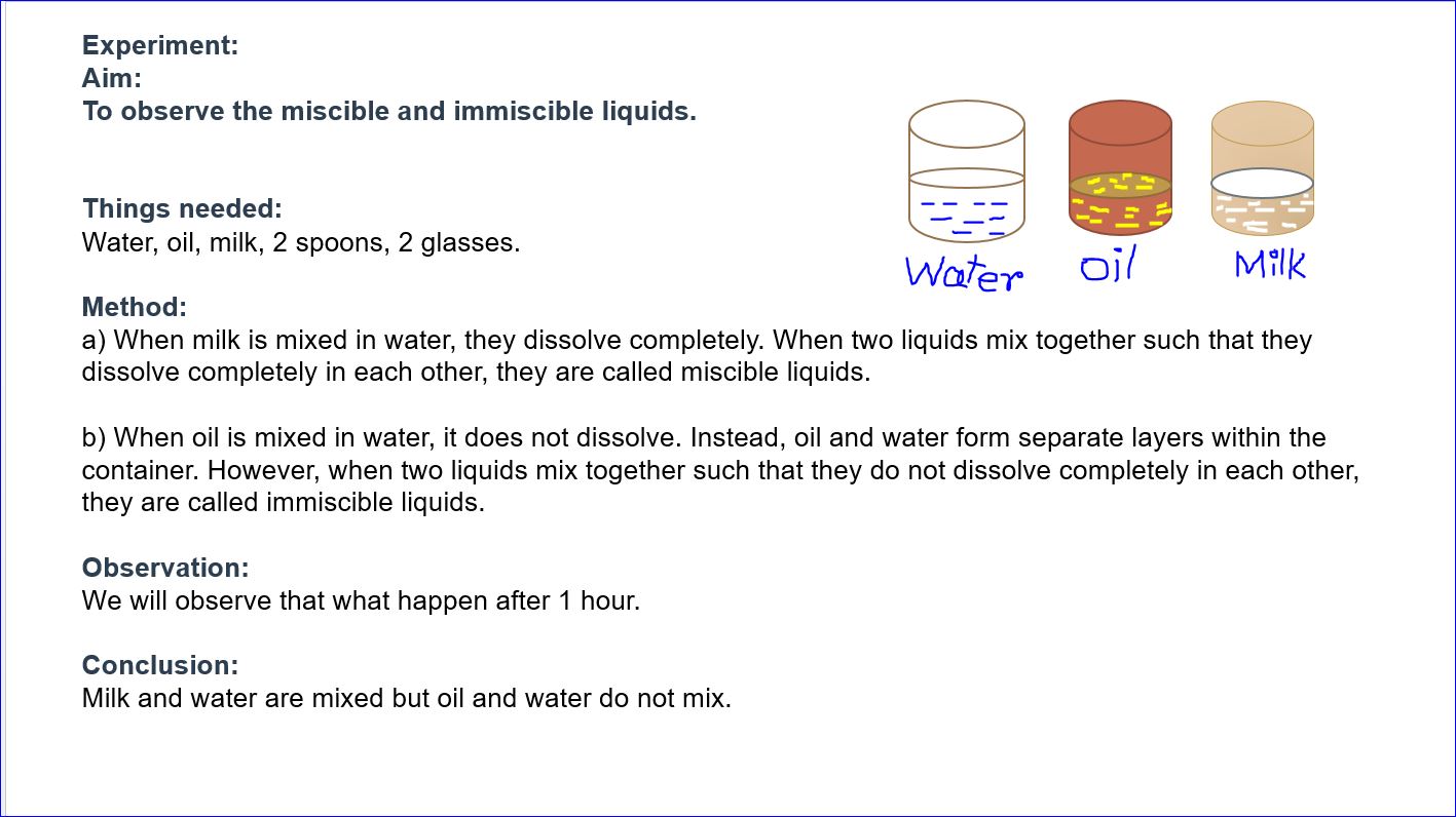 Experiment Miscible and immiscible Liquids // Water Filtration