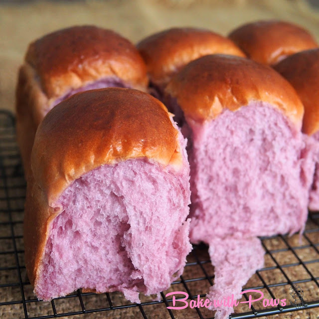 Purple Sweet Potato Buns (Old Dough Method) BAKE WITH PAWS