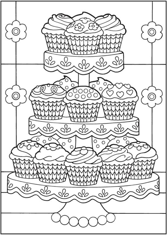 Tranh tô màu bánh sinh nhật nhiều tầng