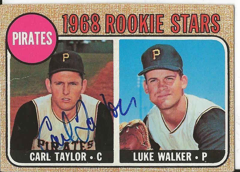 Carl Taylor 1968 baseball card (with Luke Walker)