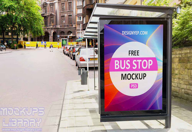 bus stop mockup psd