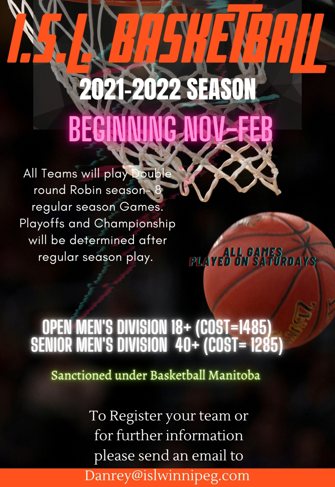 InterAthletic Sports League (ISL) Men's Basketball League Taking Registration for 202122 Season