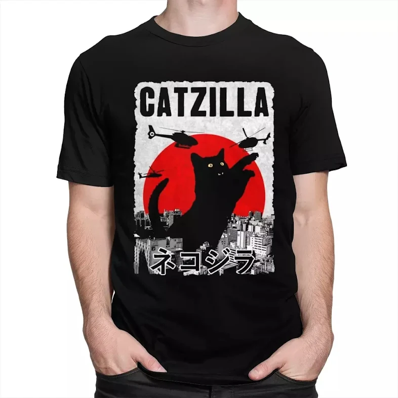 Desain kaos gambar kucing Catzilla
