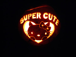 Hello Kitty super cute carved jack o'lantern pumpkin