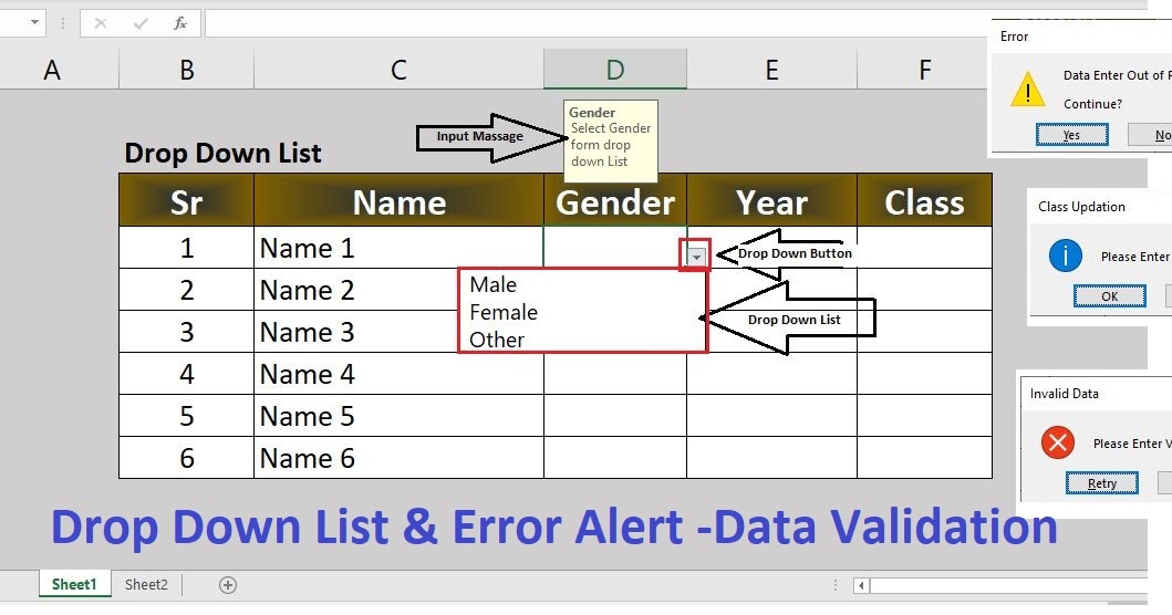 how to create a drop down menu in excel 2016