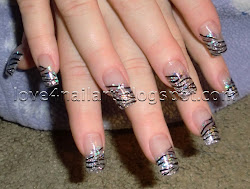 nails acrylic glitter zebra cute print animal really came always think