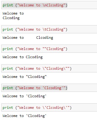 Escape Sequence in Python ~ Computer Languages (clcoding)