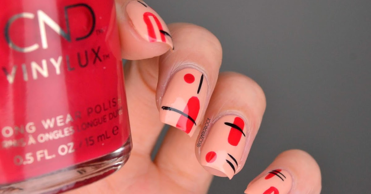 7. Abstract Nail Art on Red Nails - wide 9