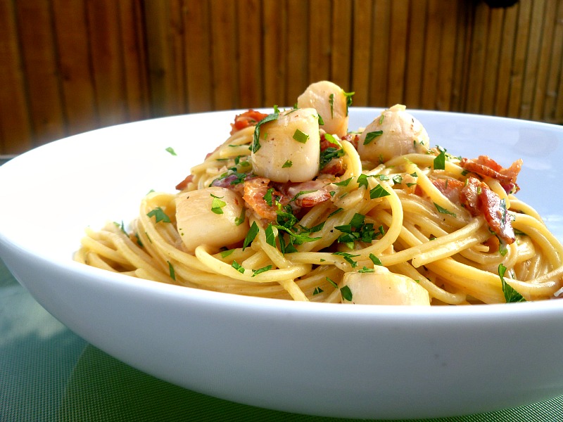 Vanilla Clouds and Lemon Drops Scallop & Bacon Spaghetti