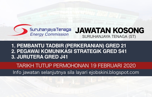 Jawatan Kosong Suruhanjaya Tenaga (ST) Ambilan 2020