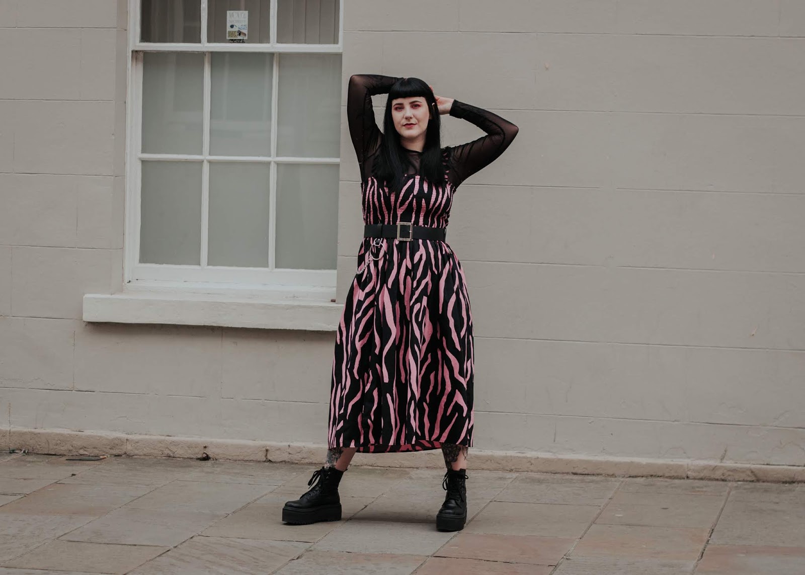 collusion zebra shirred midi dress