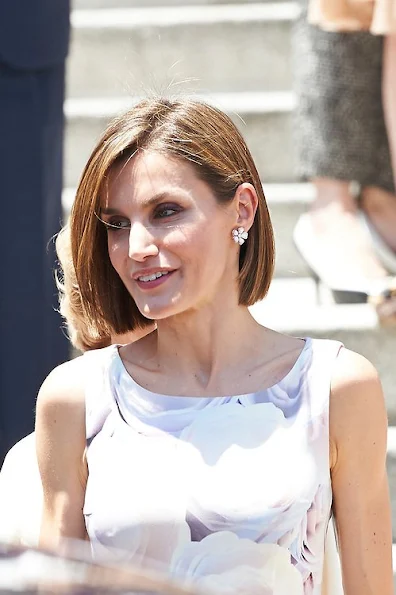 Queen Letizia of Spain deliveries 2015 UNICEF Award to Queen Sofia at CSIC headquaters