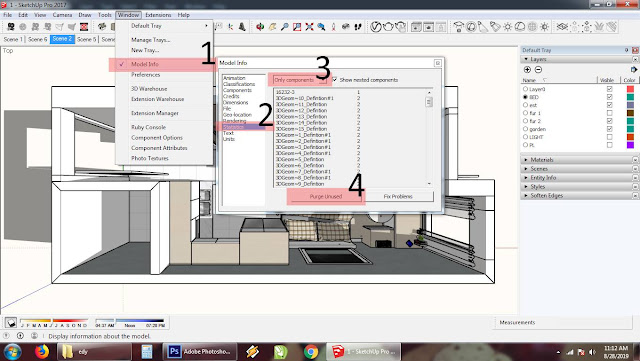 Cara meringankan kerja sketchup - Purge Unused Component Cara meringankan kerja sketchup - Purge Unused Component