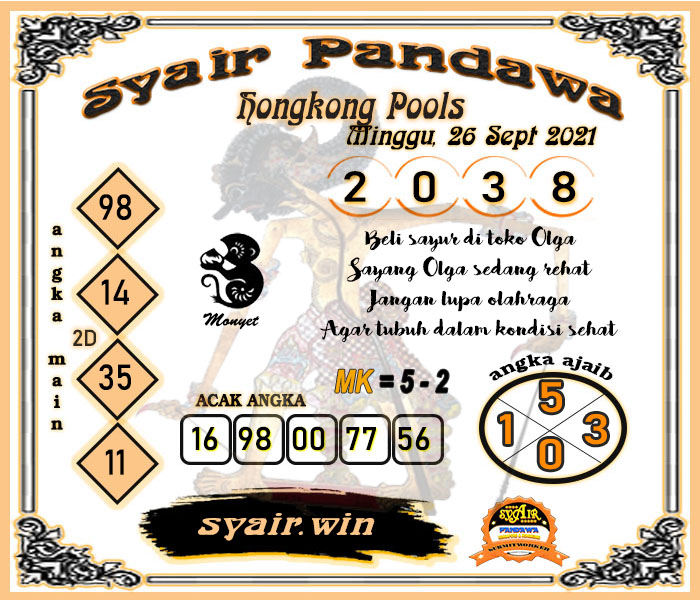 Syair Pandawa HK Minggu 26-09-2021