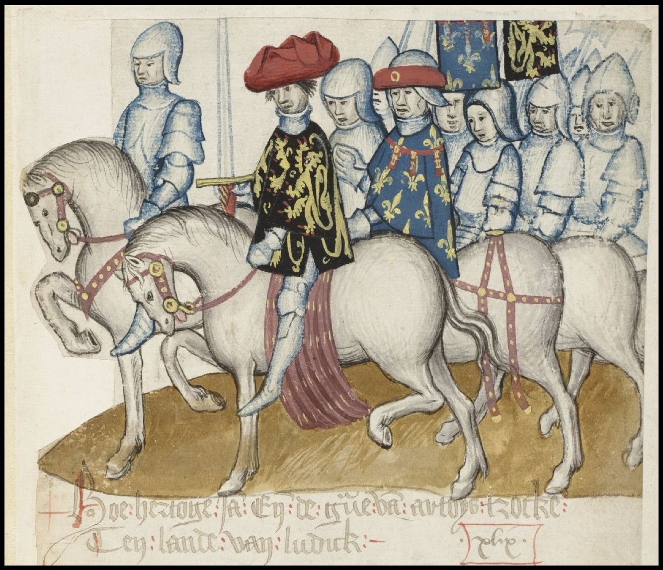 medieval nobles and soldiers riding horses