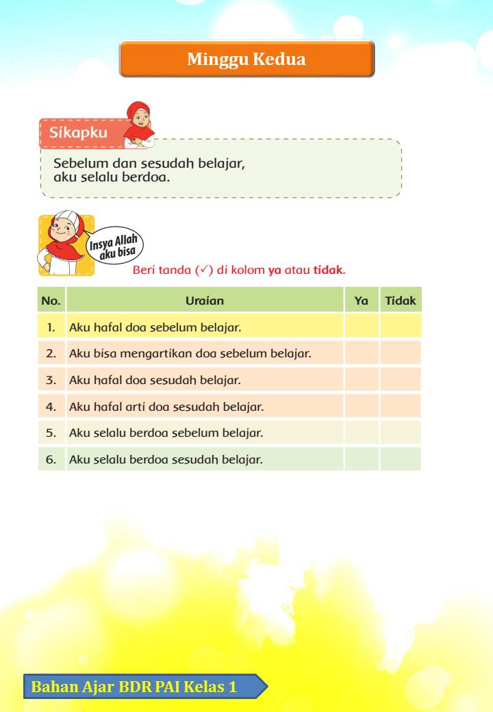 PORTAL GPAI Modul BDR Kelas 1 Tema 6. Ayo Belajar
