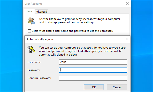 تمكين تسجيل الدخول التلقائي على نظام التشغيل Windows 10