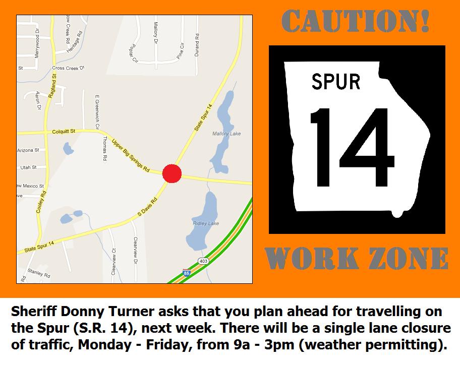 Troup County Sheriff's Office GDOT advises of more construction work