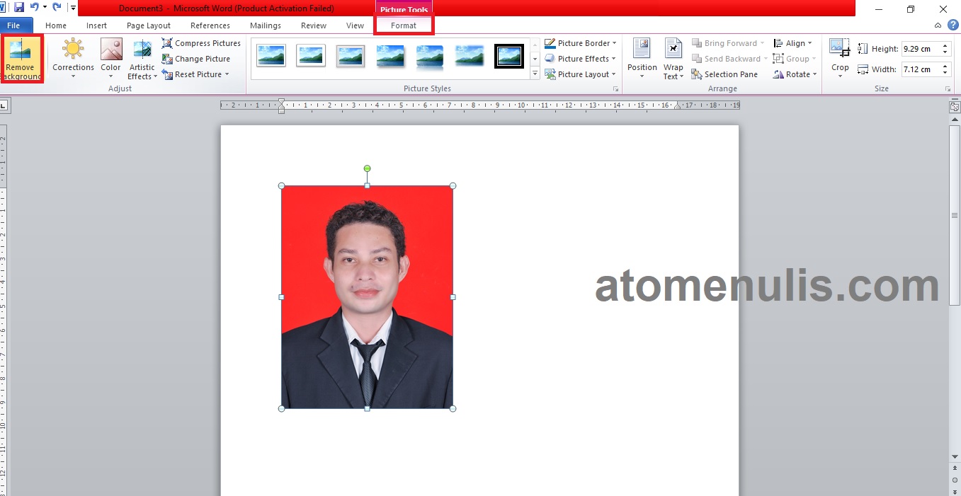 Cara Mengganti Warna Latar Pas Foto Menggunakan MS Word