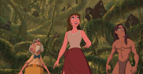 Jane Porter and Tarzan in jungle Tarzan 1999 animatedfilmreviews.filminspector.com