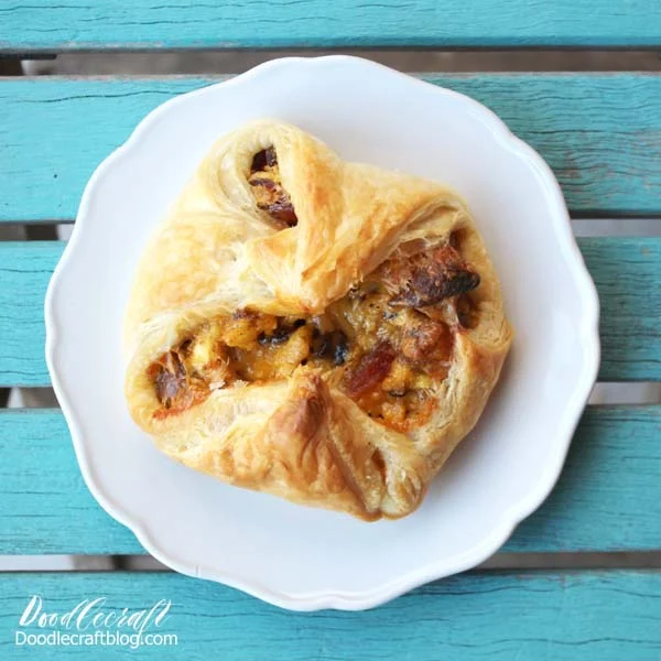 Puff Pastry egg sausage cheese breakfast cup