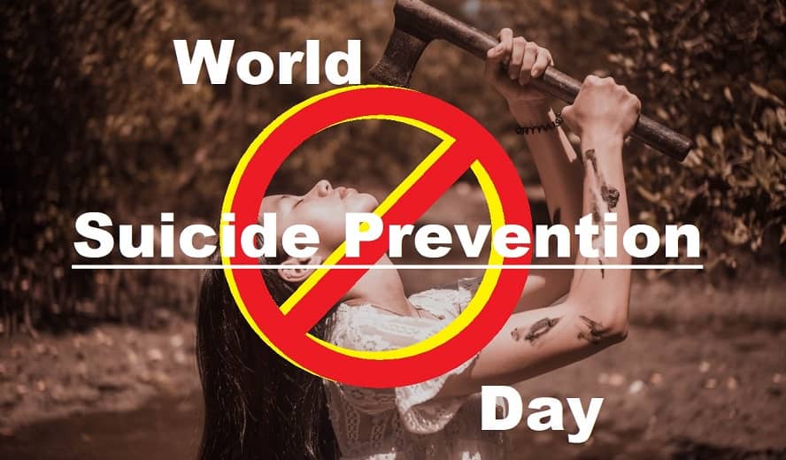 A girl is trying to commit suicide with an axe A girl is trying to commit suicide with an axe