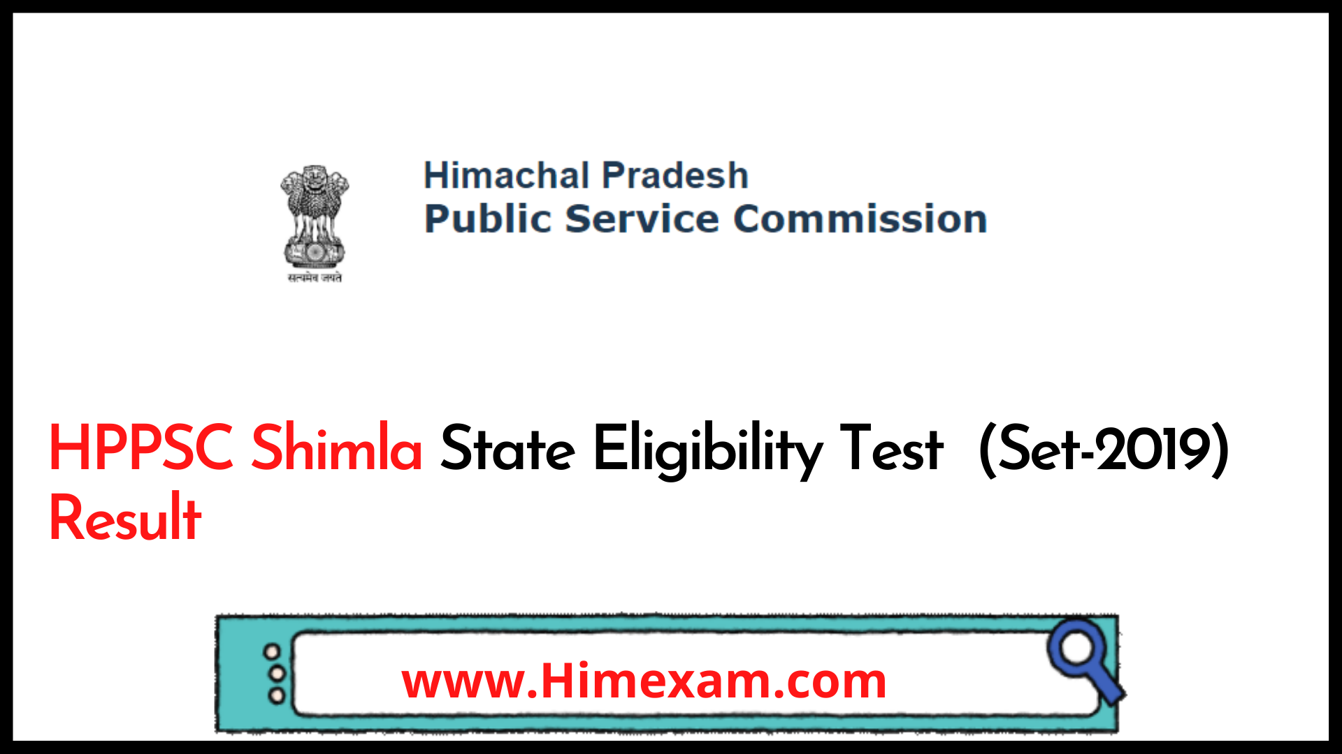 HPPSC Shimla State Eligibility Test  (Set-2019) Result 2021