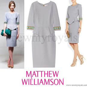 Kate Middleton Style Matthew Williamson embellished wool crepe peplum dress