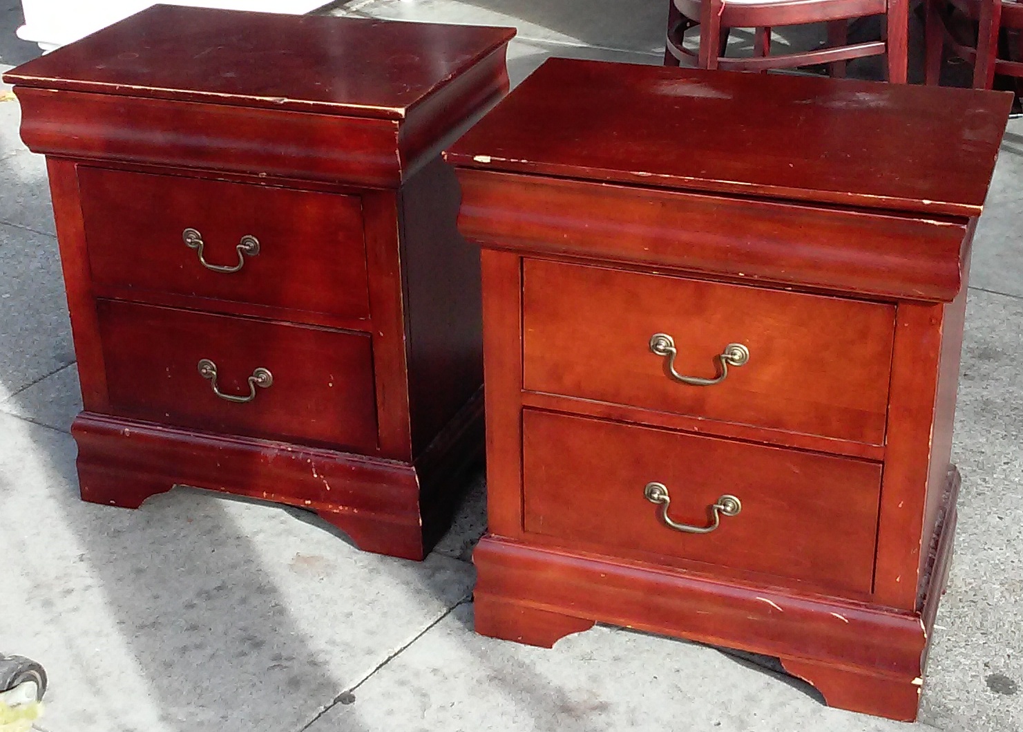 UHURU FURNITURE & COLLECTIBLES SOLD Cherry Finish Nightstands with