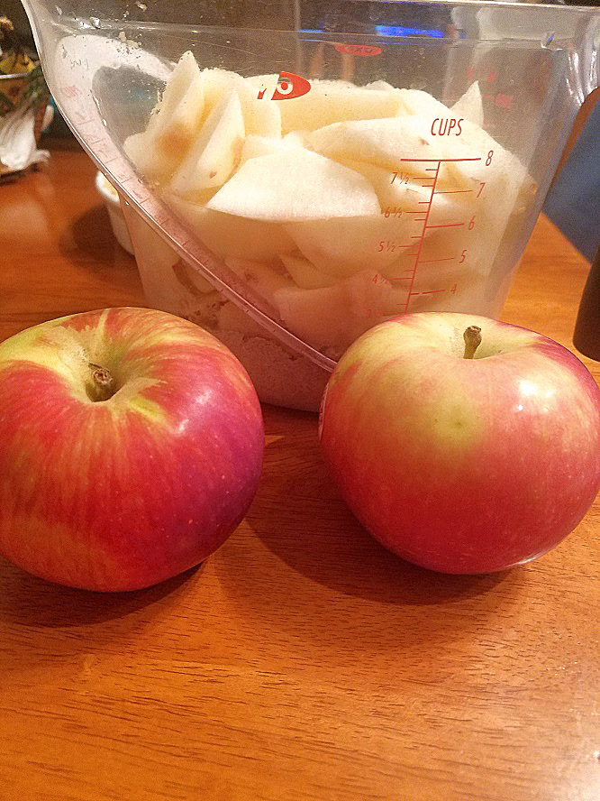 this is a homemade from scratch apple pie filling using McIntosh apples from the orchards in Upstate Utica New York