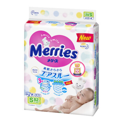 Bỉm/Tã dán Merries size S 82 miếng (cho bé 4 – 8kg)