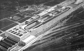 The futuristic Fiat plant in the Lingotto district in Turin,  with its famous rooftop testing track
