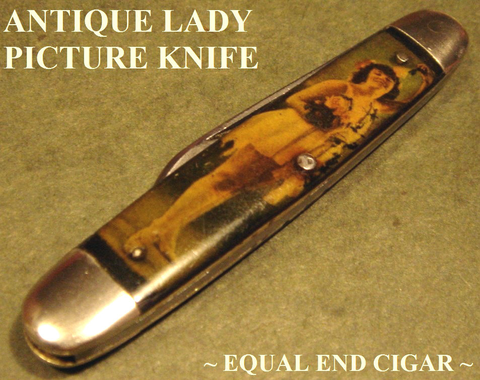 knives-4sale: Antique Lady Picture Art Deco Risque Pocket Cigar Pen Knife