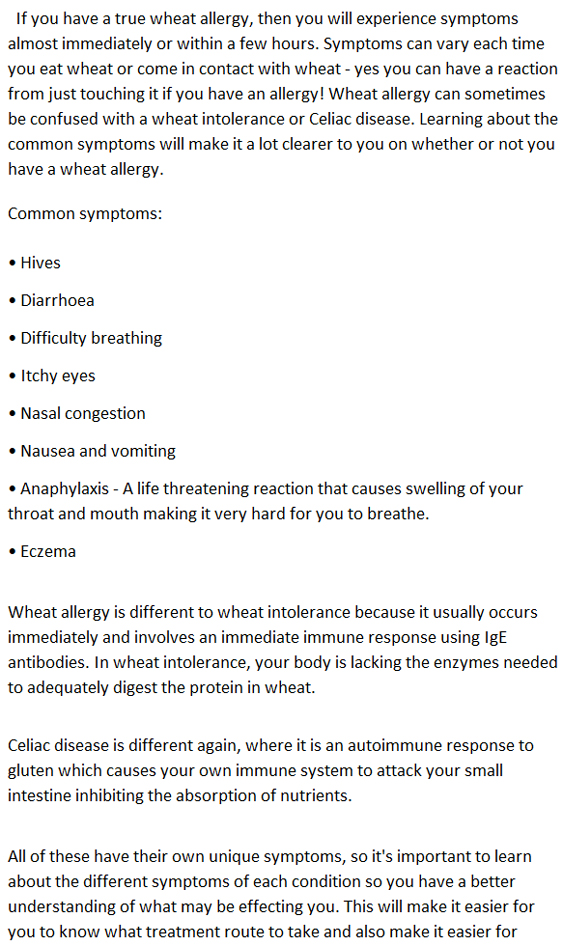 asthma and allergy wheat allergy symptoms