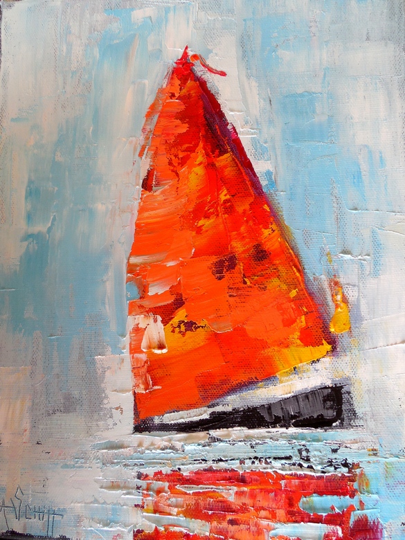 tiny sailboat painting