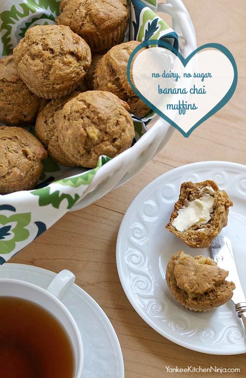 Healthy banana chai muffins Yankee Kitchen Ninja