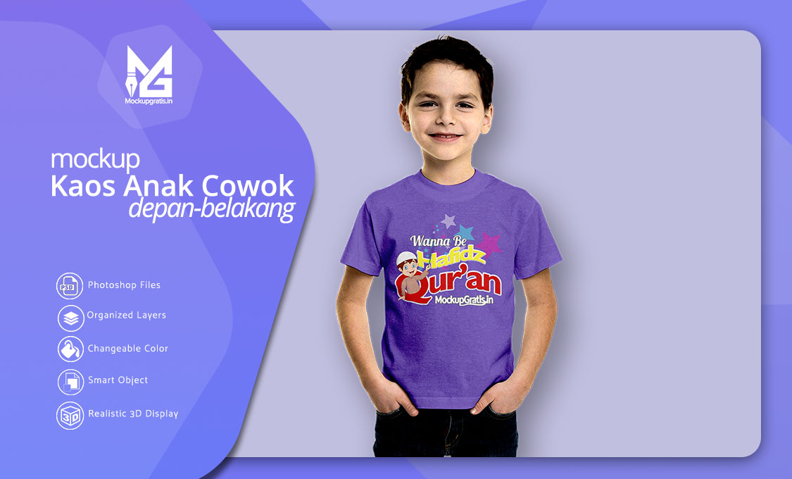 Download PSD Mockup Kaos Anak Laki-Laki Gratis