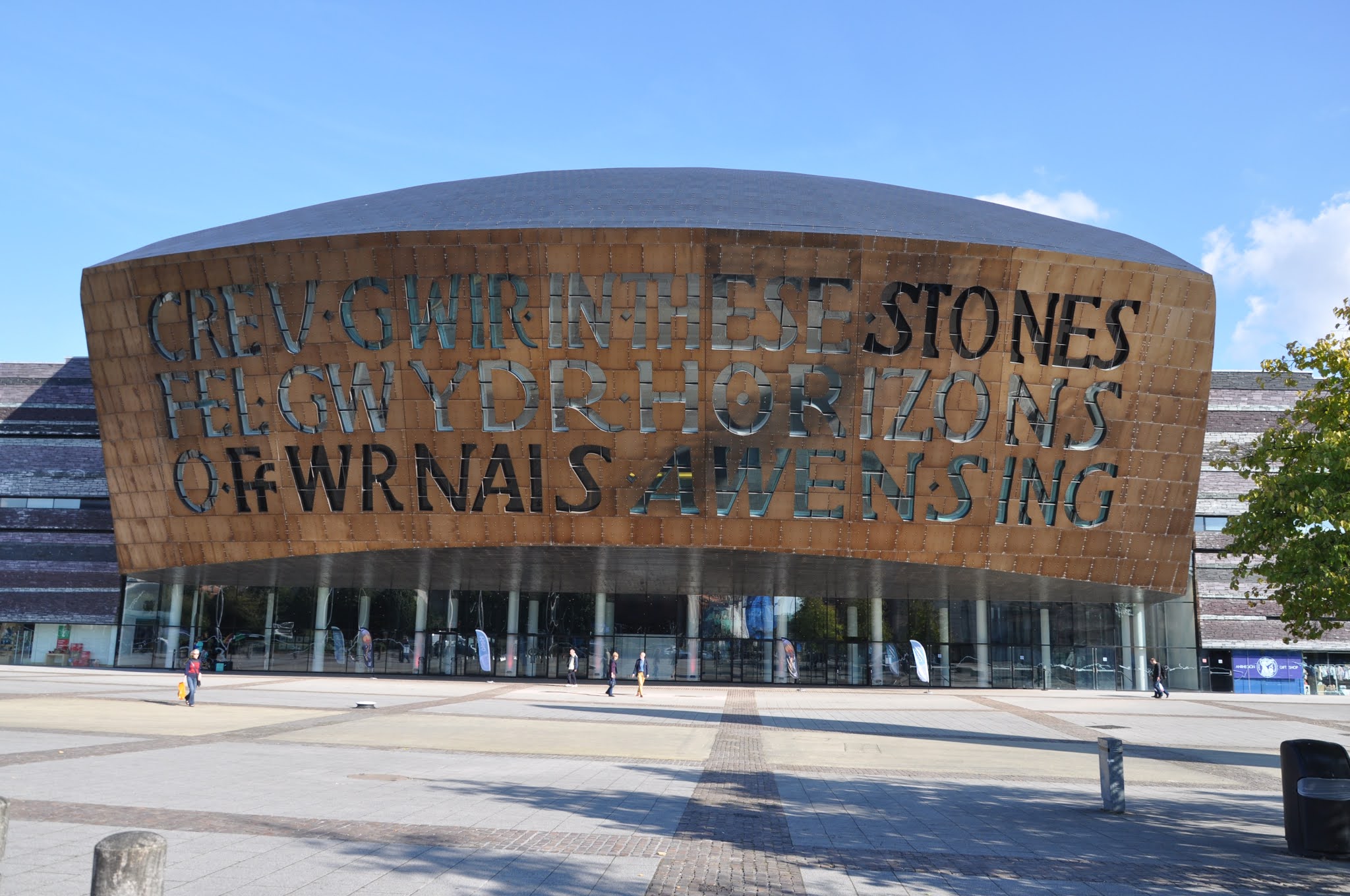 A photo of the Millennium Centre in Cardiff, Wales.