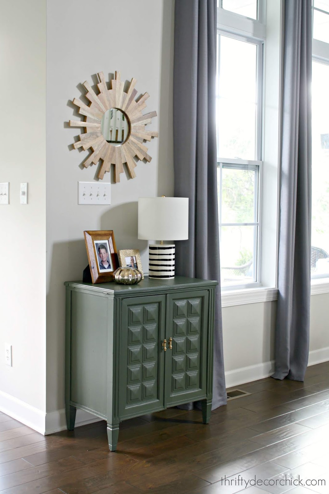 The office built in paint color reveal (It's not blue!) from Thrifty